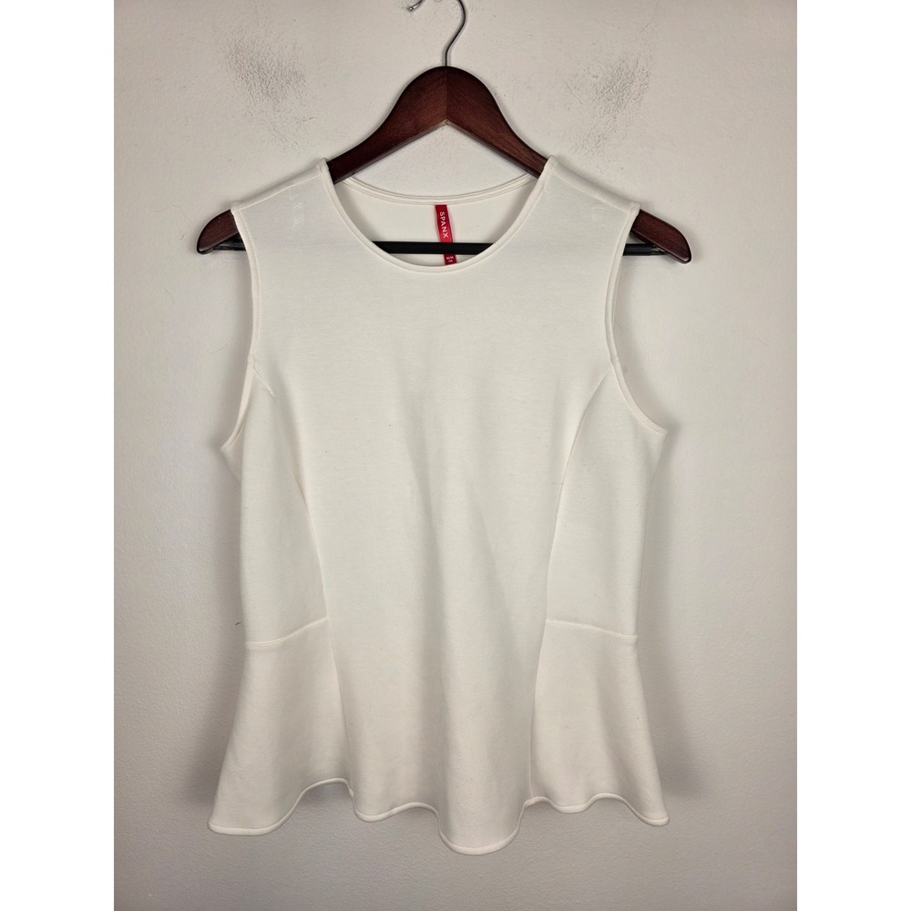 SPANX White Sleeveless Peplum Top